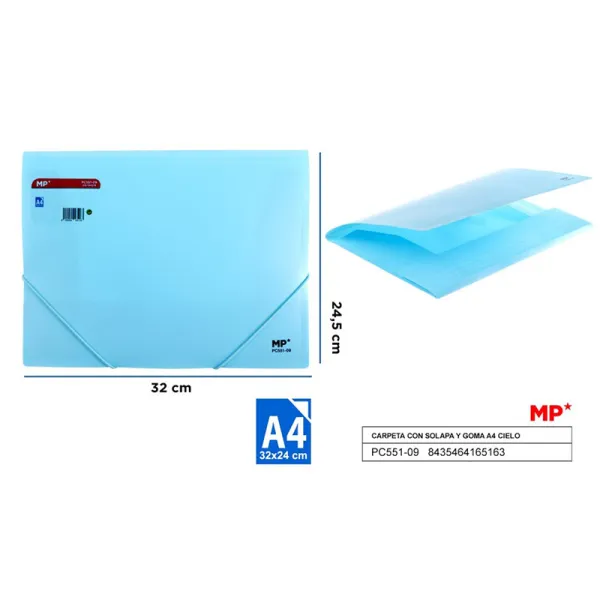 Producto Carpeta con gomas y solapas A4 azul cielo MP Imagen