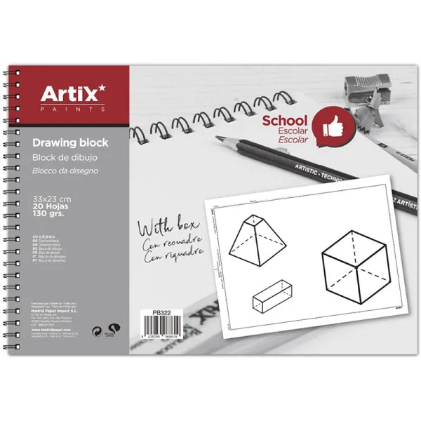 Produto Bloc de Dibujo con Recuadro 23x33cm 20 Hojas 130g Imagem
