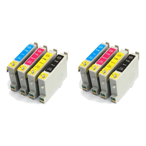 Producto Pack 8 cartuchos de tinta compatibles Epson T0551/T0552/T0553/T0554 negro, cian, magenta y amarillo Imagen