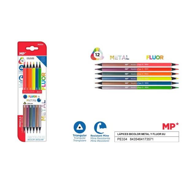Producto Lapices Bicolor Metal y Fluor 6u Imagen