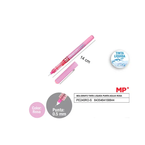 Producto Boligrafo tinta liquida punta aguja rosa MP Imagen
