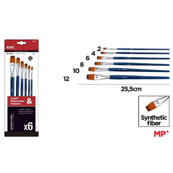 Produto Pincel Profesional Azul Brocha Plana 6 Unidades Imagem