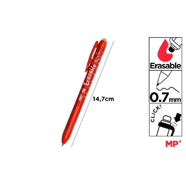 Product Bolígrafo Borrable con Click Punta 0,7mm Rojo Image