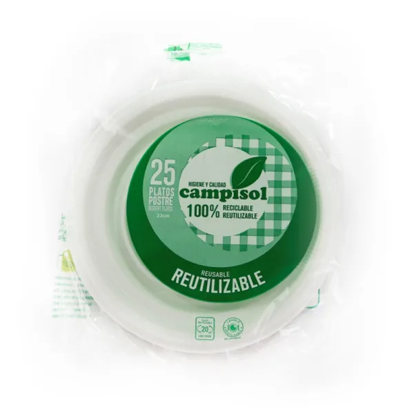 Product Platos de Plástico Reutilizables 22cm 25 unidades Image