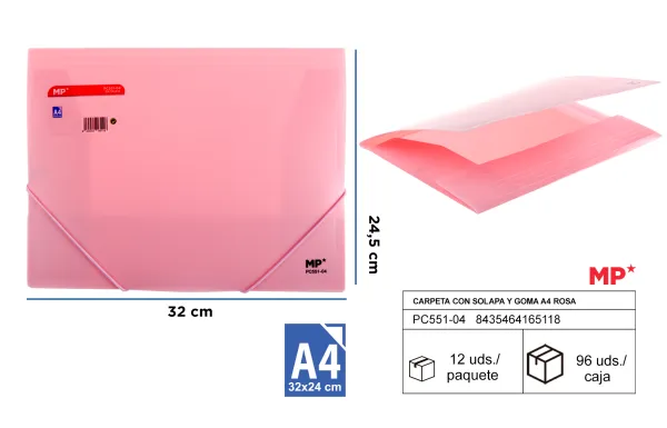 Producto Carpeta con gomas y solapas A4 rosa MP Imagen