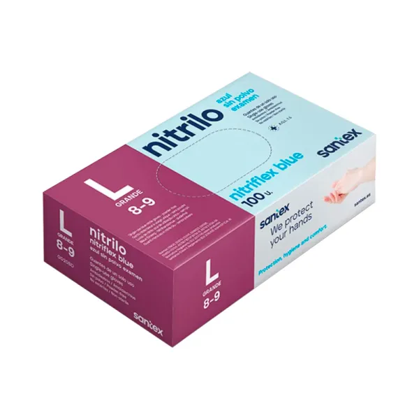 Produto Pack de 100 Guantes de Nitrilo Talla L Santex Nitriflex Blue Imagem