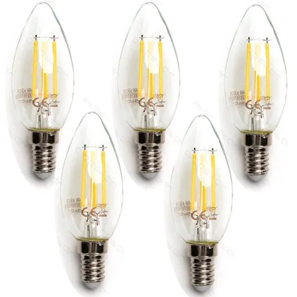Produto Pack de 5 Bombillas de Filamento LED E14 C35 4W Luz Cálida 2700K Imagem