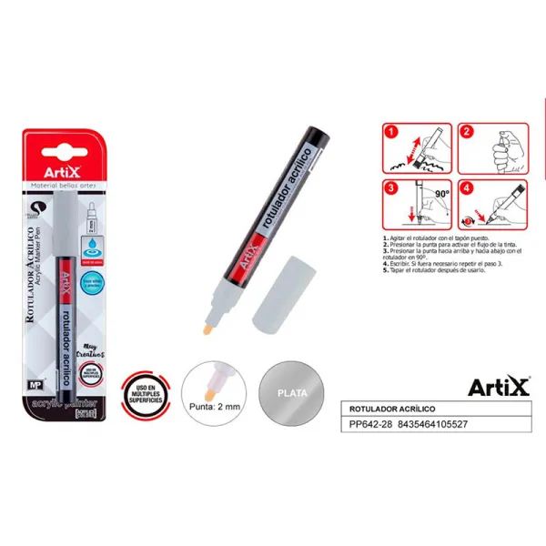 Produto ROTULADOR PINTURA ACRILICA PLATA ARTIX Imagem