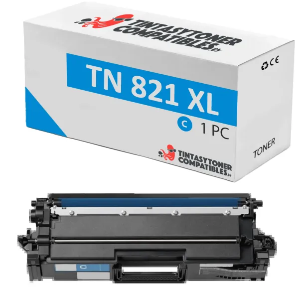 Product Tóner compatible Brother TN821XLC Cian · 12.000 páginas Image
