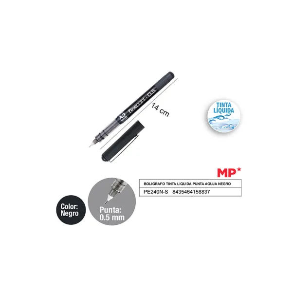 Producto Boligrafo tinta liquida punta aguja negro MP Imagen