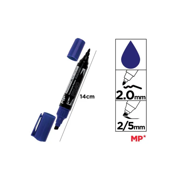 Producto Marcador Permanente de Doble Punta Azul Imagen