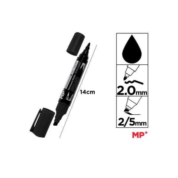 Producto Marcador permanente doble punta negro MP Imagen