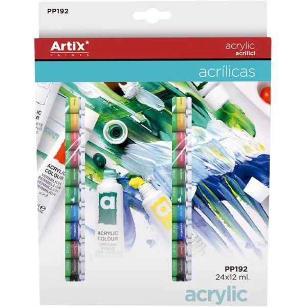 Produto Set Pintura Acrilica Profesional para Manualidades y Pintura - 24 Tubos de 12ml Imagem