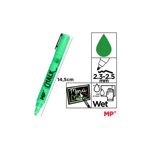 Product Marcador Tiza Líquida Verde Limpieza en Húmedo Image