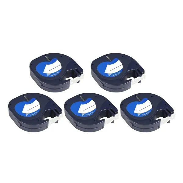 Producto Pack 5 cintas compatibles DYMO LetraTag S0721610/S0721660 / Blanco negro / blanco Imagen