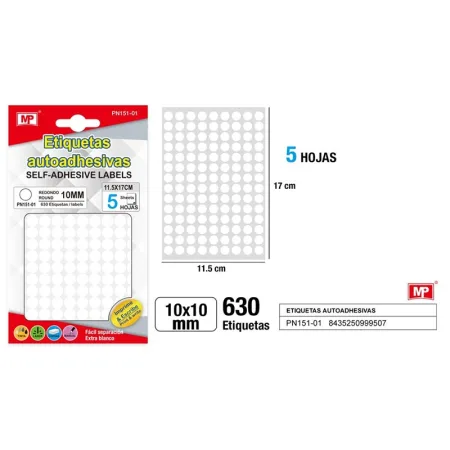 Etiquetas Autoadhesivas Redondas Blancas Ø13mm 385u