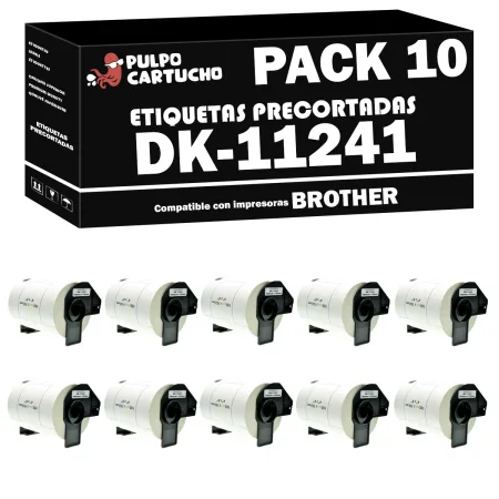 Pack 10 Rollos de Etiquetas DK-11241 Compatible con Brother DK11241 - Etiquetas Genéricas Precortadas - Color: Blanco - Etiquetas Precortadas para envíos grandes