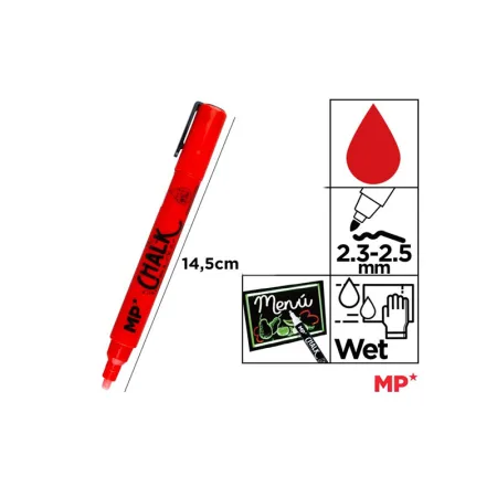Marcador Tiza Líquida Rojo Limpieza en Húmedo