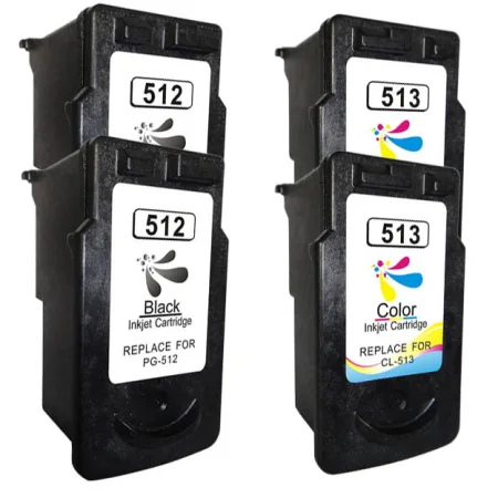 Pack 4 cartuchos de tinta compatibles Canon CL-513/PG-512 negro