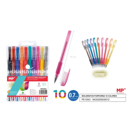 BOLIGRAFOS PURPURINA 0.7mm 10 COLORES
