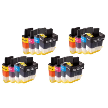 Pack 16 cartuchos de tinta compatibles Brother LC900 amarillo, magenta, negro y cian