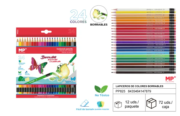 LAPICEROS DE COLORES BORRABLES 24U