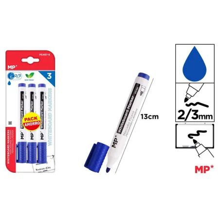 Pack Ahorro de 3u de Marcador de Pizarra Azul