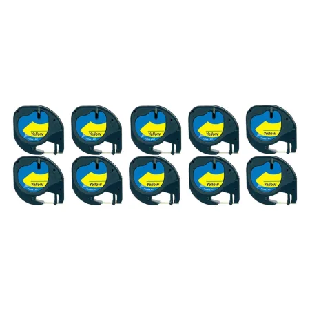 Pack 10 cintas compatibles DYMO LetraTag S0721620 / negro / amarillo