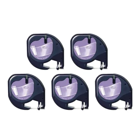 Pack 5 cintas compatibles DYMO LetraTag S0721530 / Transparente negro / transparente