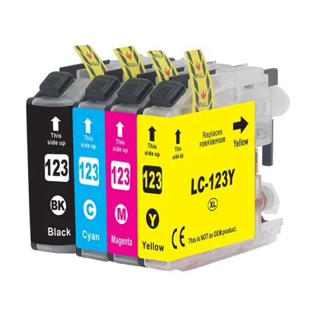 Pack 4 cartuchos de tinta compatibles Brother LC-123 XL v3.0 amarillo, magenta, negro y cian