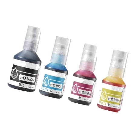 Pack 4 cartuchos de tinta compatibles Brother BTD180BK Botella/BTD180C Botella/BTD180M Botella/BTD180Y