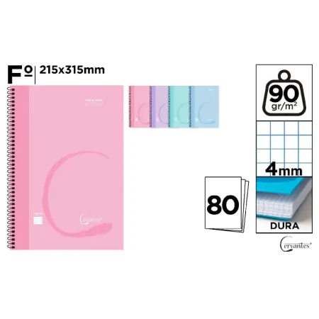 Cuaderno Espiral Fº 80 Hojas 90 G/M² Pastel