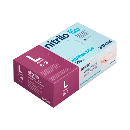 Pack de 100 Guantes de Nitrilo Talla L Santex Nitriflex Blue
