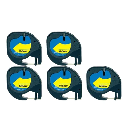 Pack 5 cintas compatibles DYMO LetraTag S0721620 / negro / amarillo
