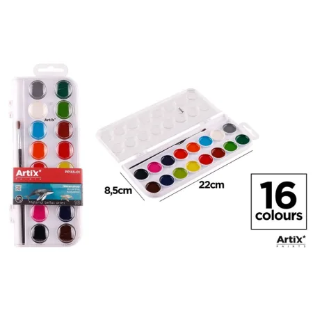 Estuche de Pinturas Acuarelas Semi Seco 16 Colores