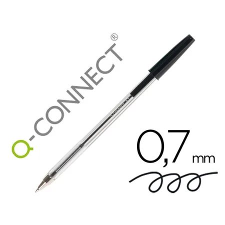 Bolígrafo transparente Q-Connect negro medio