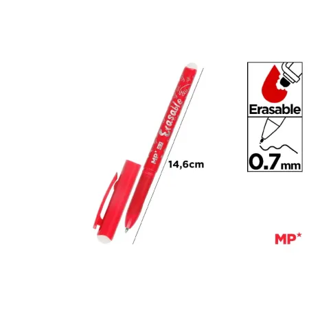 Bolígrafo Borrable con Capuchón Punta 0,7mm Rojo
