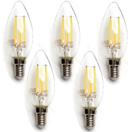 Pack de 5 Bombillas de Filamento LED E14 C35 4W Luz Cálida 2700K