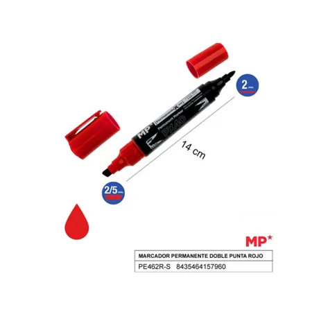 Marcador Permanente Doble Punta Rojo MP
