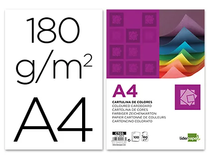 CARTULINA BLANCA A4 180g/m2 LIDERPAPEL(100 unidades)