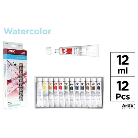 Set de 12 Tubos de Pintura Acuarela Artix