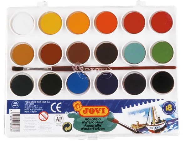 JOVI Estuche acuarelas 18 colores con pincel