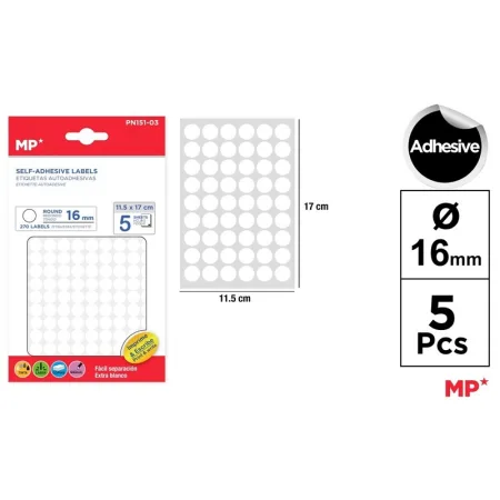 Etiquetas Autoadhesivas Redondas Blancas ø16mm 270u