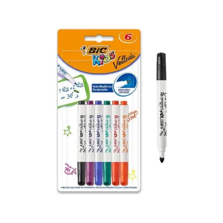 Rotuladores Bic Kid Velleda Para Pizarra Blister de 6 Colores Surtidos