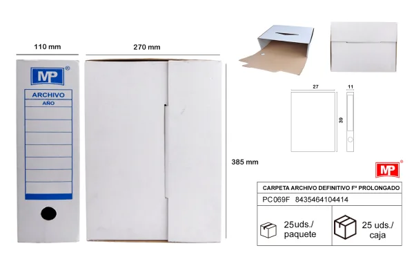 CARPETA ARCHIVO DEFINITIVO FOLIO PROLONGADO MP 25unidades