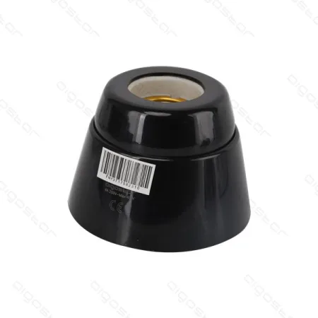 Portalámparas Cerámico E27 de superficie recto negro