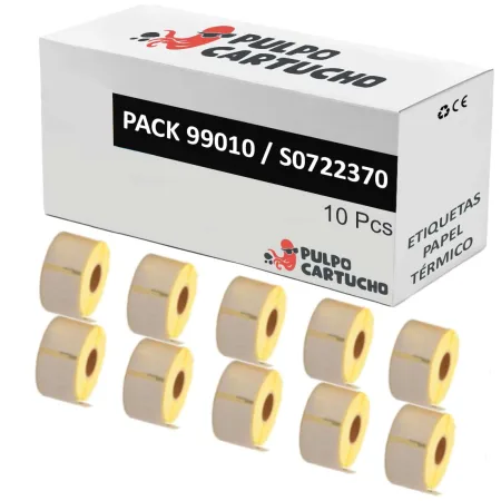 Pack 10 packs de etiquetas compatibles DYMO LABELWRITER 99010 Etiquetas Dirección Estandar Papel Térmico