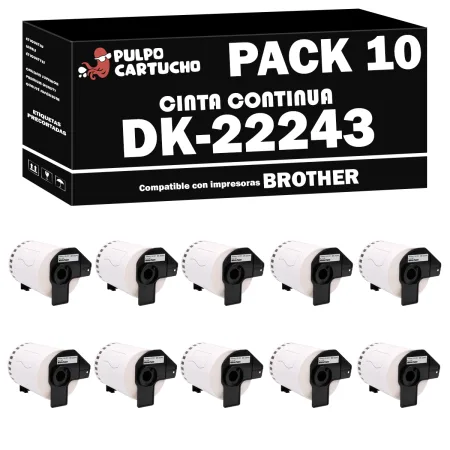 Pack 10 cintas compatibles Brother DK-22243 Cinta Continua blanco