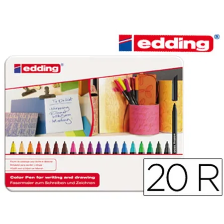 Estuche Rotuladores Edding 1200 Punta de Fibra de 20 Colores Surtidos