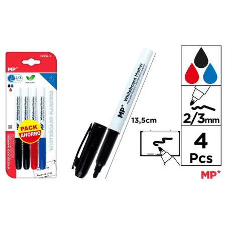 Marcador de pizarra 2U negro. 1U rojo. 1U azul MP